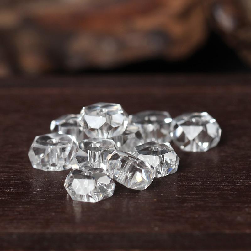 2025天然白水晶钻石切面8*5mm隔珠算盘珠diy手链手串饰品手工编织