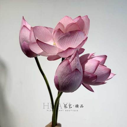 2025仿真荷花装饰品粉色荷叶假花绿植花束花艺高级感客厅桌面插花