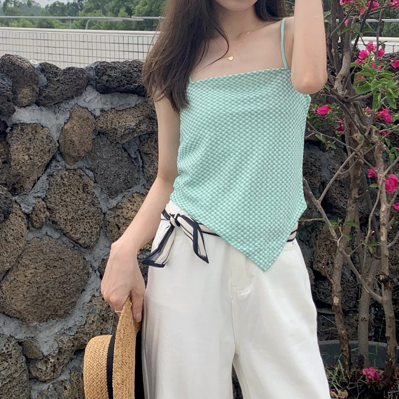 Real shot real price Korean irregular suspender vest