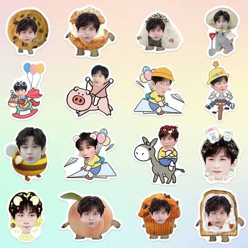 新款销】130张成毅大头贴贴纸ins爆款可爱淇淇食物笔记本防水贴画