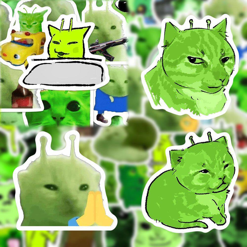 新款张趣味搞笑抽象猫猫外星人m贴纸/立体贴纸