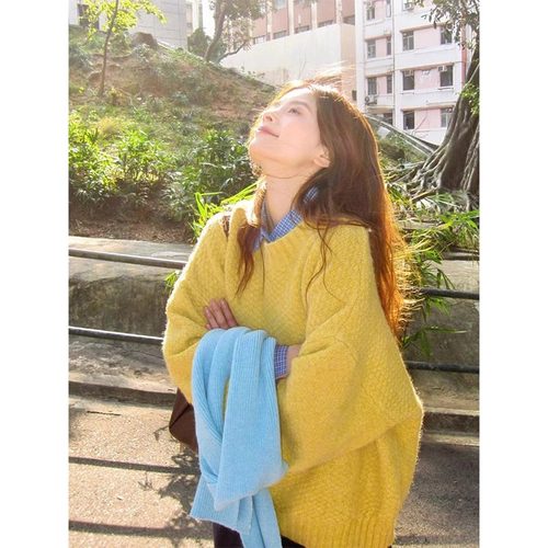 菠萝纹毛衣慵懒宽松针织衫上衣厚