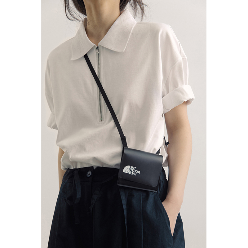 高级感宽松白色短袖T恤女夏季翻领拉链polo衫设计感半袖体恤上衣