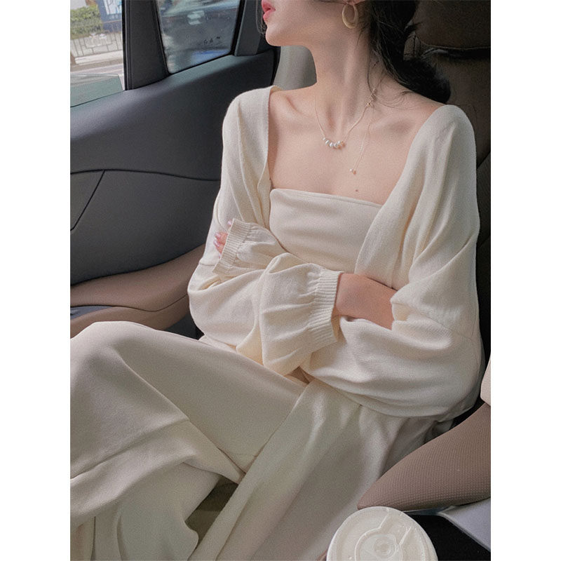 冰丝针织开衫薄款防晒罩衫女夏季新款宽松慵懒中长款外搭披肩上衣