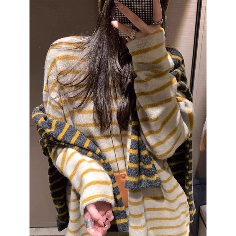 条纹软糯长袖打底衫内搭针织T恤