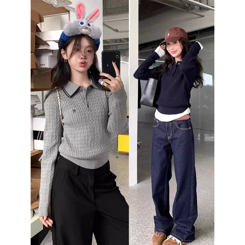 miu系麻花针织衫女打底内搭秋冬