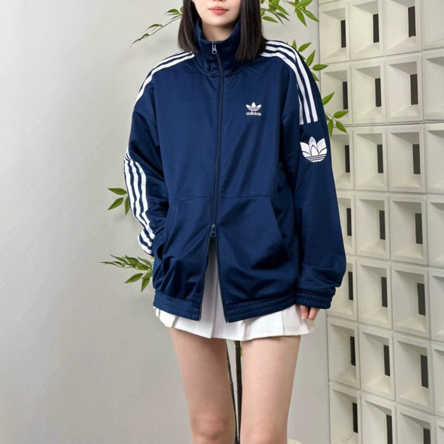 外套三叶草男女同款立领运动夹克