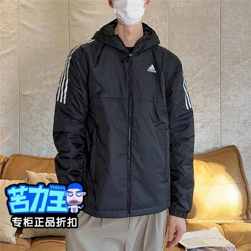 Adidas阿迪达斯正品男女轻薄三条杆棉服情侣经典百搭运动休闲外套