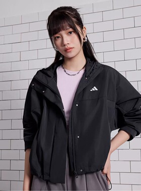Adidas阿迪达斯正品女子拒水梭织运动休闲宽松连帽夹克外套KV5971
