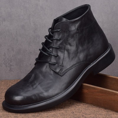 秋冬保暖高帮商务皮鞋马丁靴纯皮