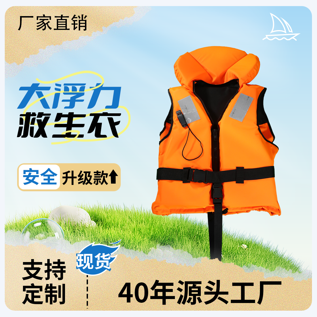 婴儿/儿童/成人大浮力救生衣专业游泳轻便耐用大浮力双织带款100n