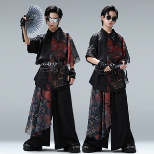 街舞儿童潮服演出服男童中国风舞蹈国潮套装少儿走秀舞台表演服装