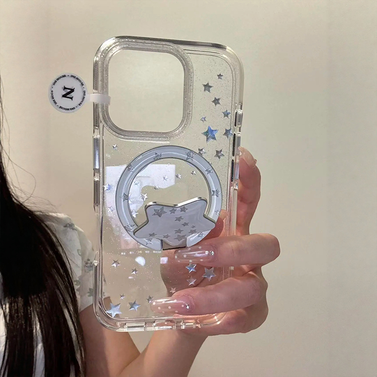 唯美ins透底鎏金银色星河360旋转磁吸支架适用iPhone17promax手机壳苹果17air新款16pro超好看13女款14保护套