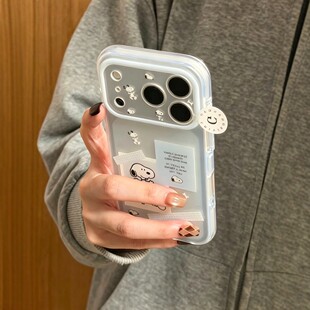 韩国ins英文史努比蓝标签适用iPhone18promax手机壳苹果17pro新款15透明磨砂14女16双层17网红超火防摔保护套