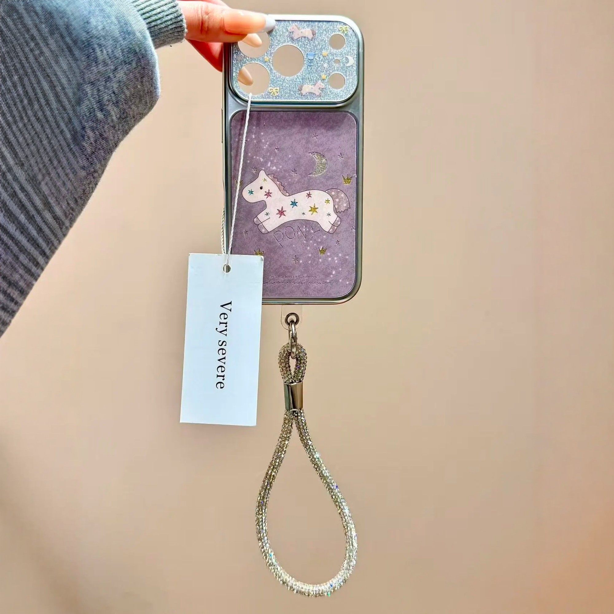 韩风ins高级感闪粉星星月亮小马手挂绳适用iPhone17promax手机壳苹果15pro新款14小众13女款16电镀防摔保护套,3C数码配件,手机保护套/壳,淘宝优惠券,粉丝福利购,淘宝优惠卷