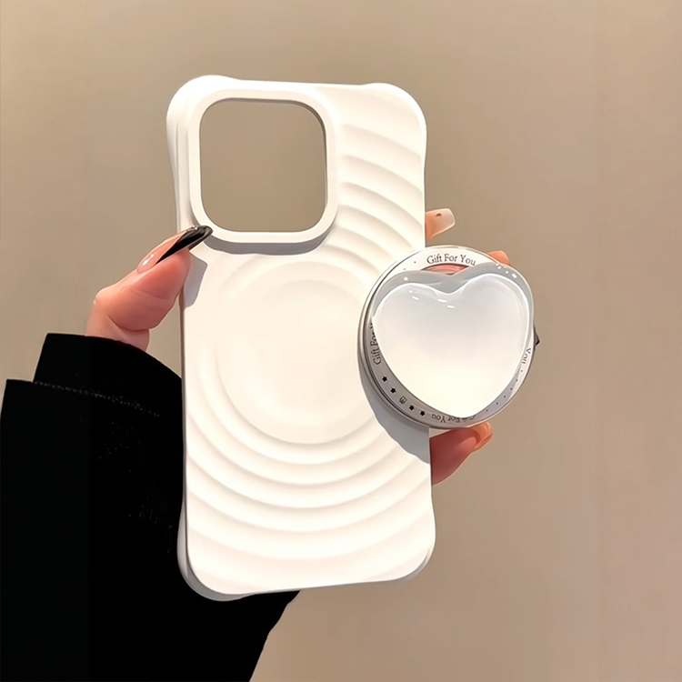 韩风ins简约纯色波漾纹水晶爱心磁吸支架适用iPhone17promax手机壳苹果15pro新款14超好看13女款16防摔保护套