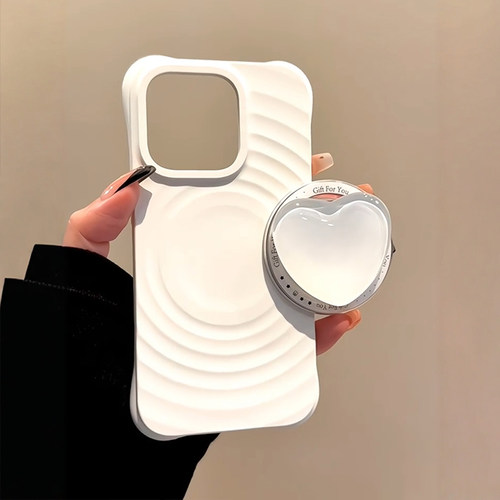 韩风ins简约纯色波漾纹水晶爱心磁吸支架适用iPhone17promax手机壳苹果15pro新款14超好看13女款16防摔保护套