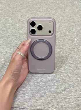 简约ins磨砂紫色一体式旋转支架适用iPhone17promax手机壳苹果15pro新款14超火13女款16双层15简约防摔保护套