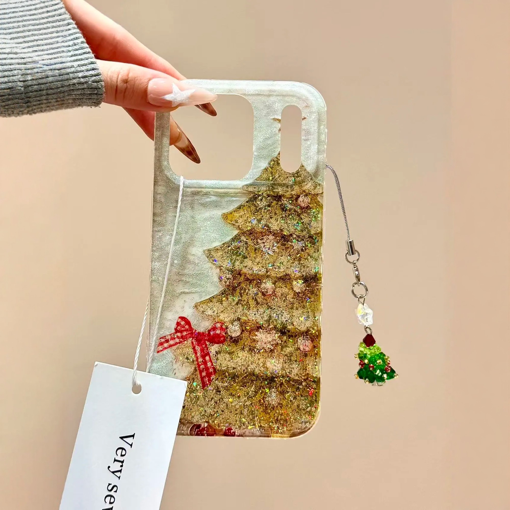 韩风ins亮片闪粉红蝴蝶结圣诞树挂件适用iPhone17promax手机壳苹果15pro新款14超好看13女款16创意防摔保护套,3C数码配件,手机保护套/壳,淘宝优惠券,粉丝福利购,淘宝优惠卷