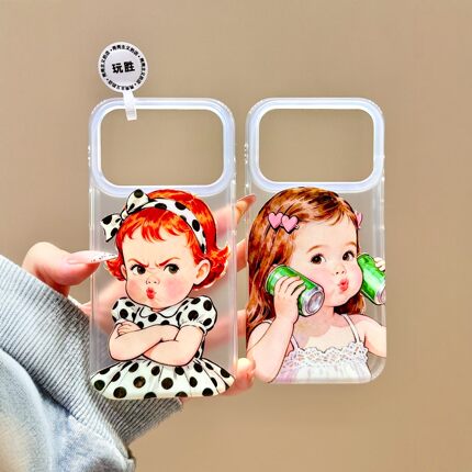 韩系ins超萌可爱鼓鼓嘟嘴女孩适用iPhone17promax手机壳苹果15pro新款16双层13少女14硬壳15透明17防摔保护套