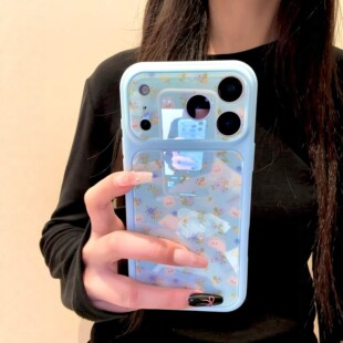 早春ins蓝色满屏小碎花大视窗适用iPhone17promax手机壳苹果15pro新款 16全包17防摔保护套 14高级感小众13女款