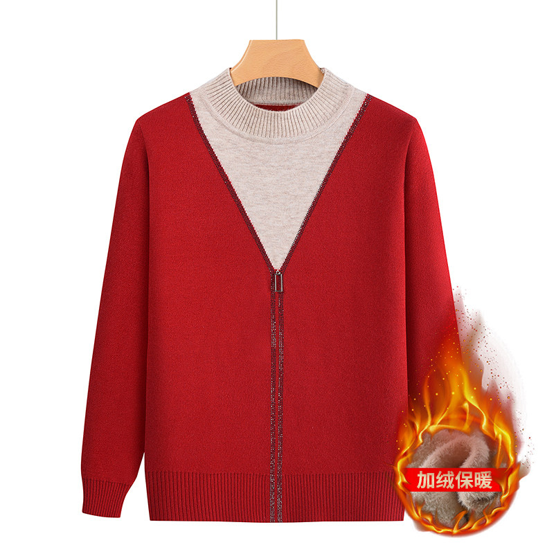 妈妈冬装红色本命年加绒毛衣加厚打底衫中老年女装时尚内搭上衣服,女装/女士精品,中老年女装,淘宝优惠券,粉丝福利购,淘宝优惠卷