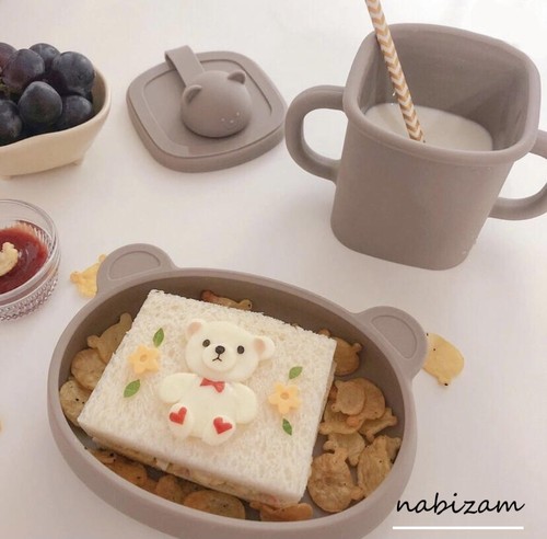 韩系ins同款小熊硅胶餐盘防摔婴儿男女宝宝儿童辅食餐具