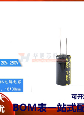 优质 直插电解电容 250V 220UF ±20% 体积18*30mm