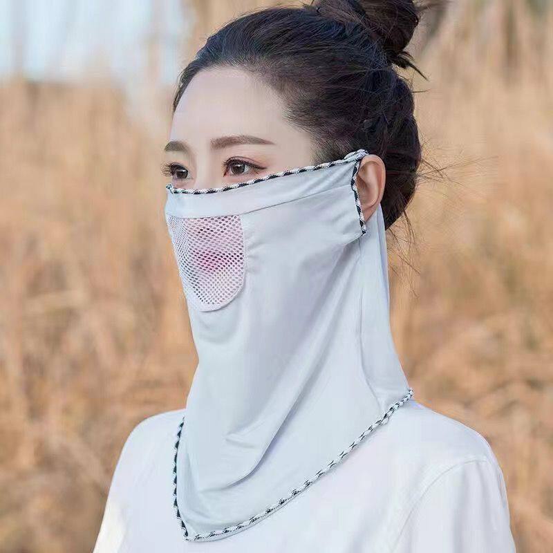 夏天围脖女薄款防晒面纱春秋护颈椎丝巾新款女士百搭挂耳脖套