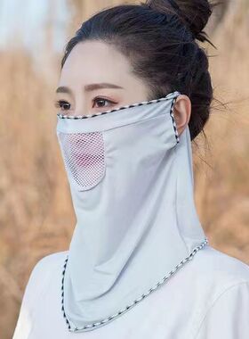 夏天围脖女薄款防晒面纱春秋护颈椎丝巾新款女士百搭挂耳脖套