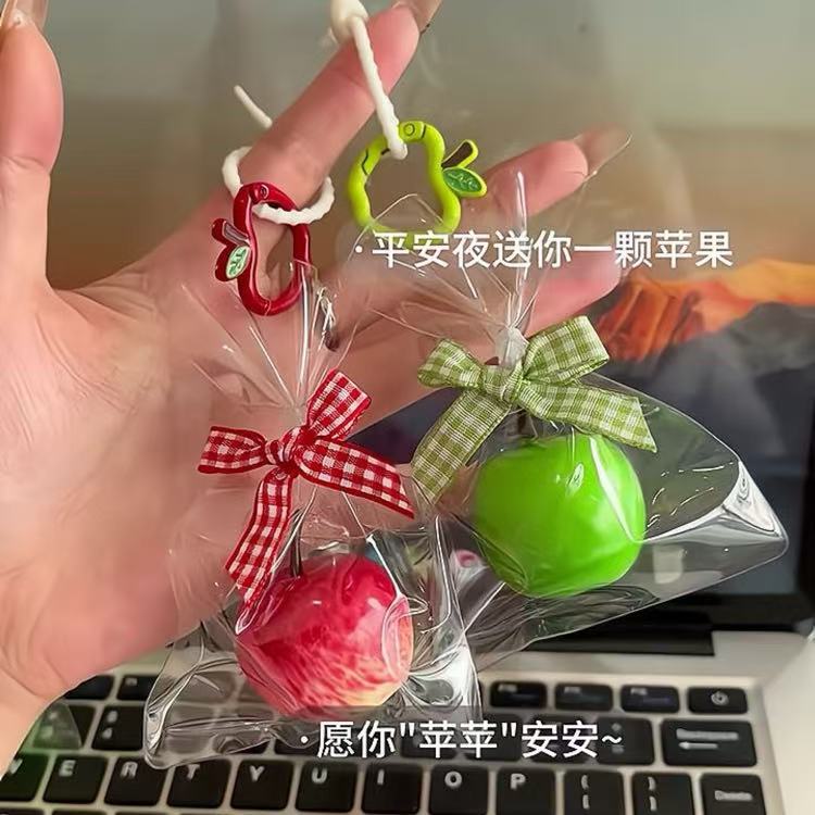 创意挂饰圣诞节礼物仿真苹果钥匙扣车挂包包挂件饰品平安喜乐礼物