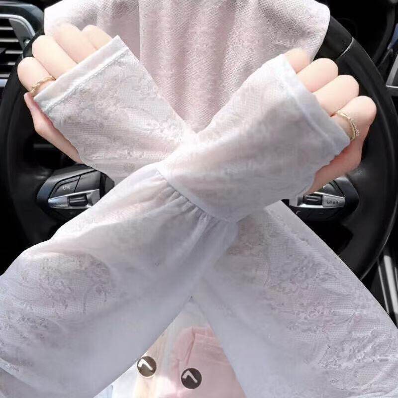 温柔仙女风蕾丝防晒冰袖薄款开车防晒宽松护袖女冰丝袖套夏心馨秀