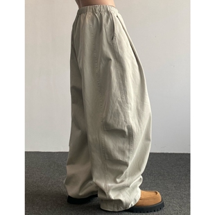 男日系直筒垂感宽松阔腿休闲长裤 春夏阔版 裤 复古水洗弯刀工装 美式