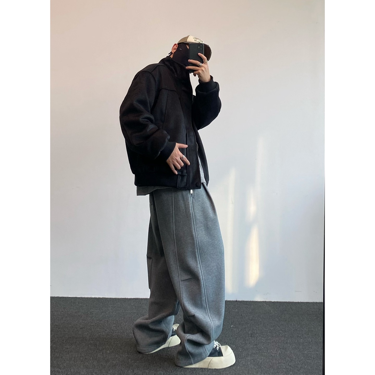 冬季百搭纯色美式加绒加厚弯刀卫裤男女潮牌直筒宽松垂感休闲长裤,男装,休闲裤,淘宝优惠券,粉丝福利购,淘宝优惠卷