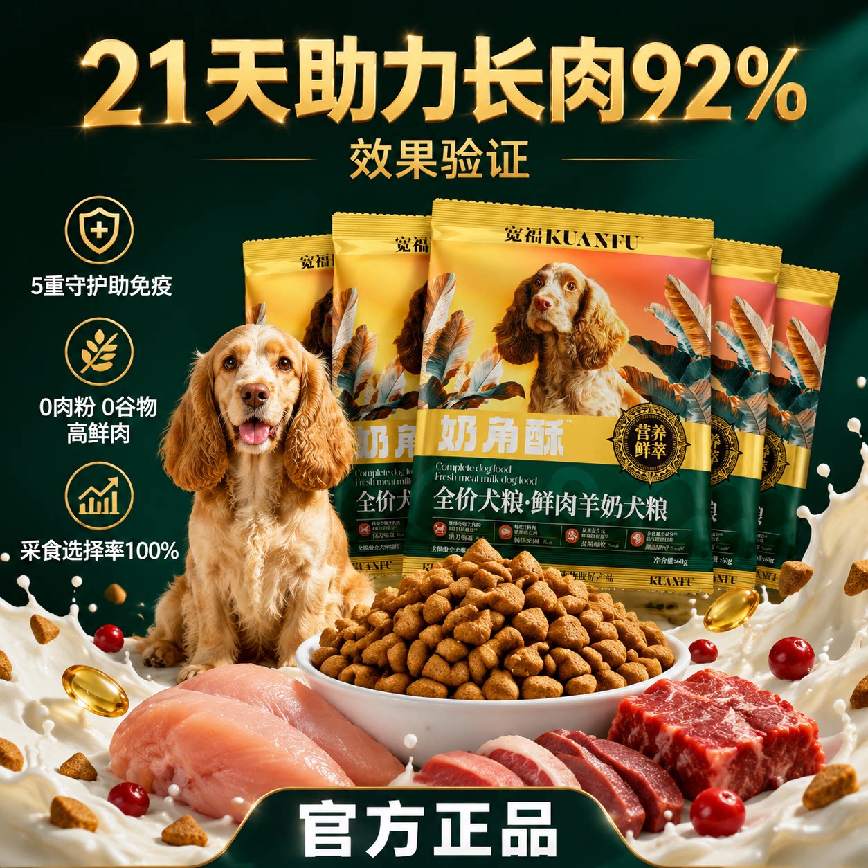宽福鲜肉羊奶狗粮特惠60g*5袋图片