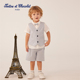 tartineetchocolat法国巧克力童装 男童假两件背心套装 25夏季 新款