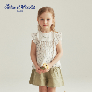 tartineetchocolat法国巧克力童装新品夏季女童短袖休闲套装