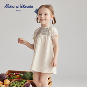 tartineetchocolat法国巧克力童装 A字连衣裙 女童短袖 新品 夏季
