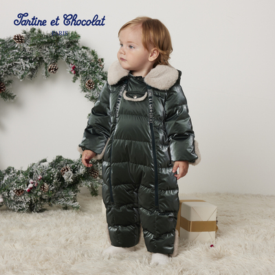 tartineetchocolat法国巧克力童装秋冬新款婴童连体鸭绒羽绒服