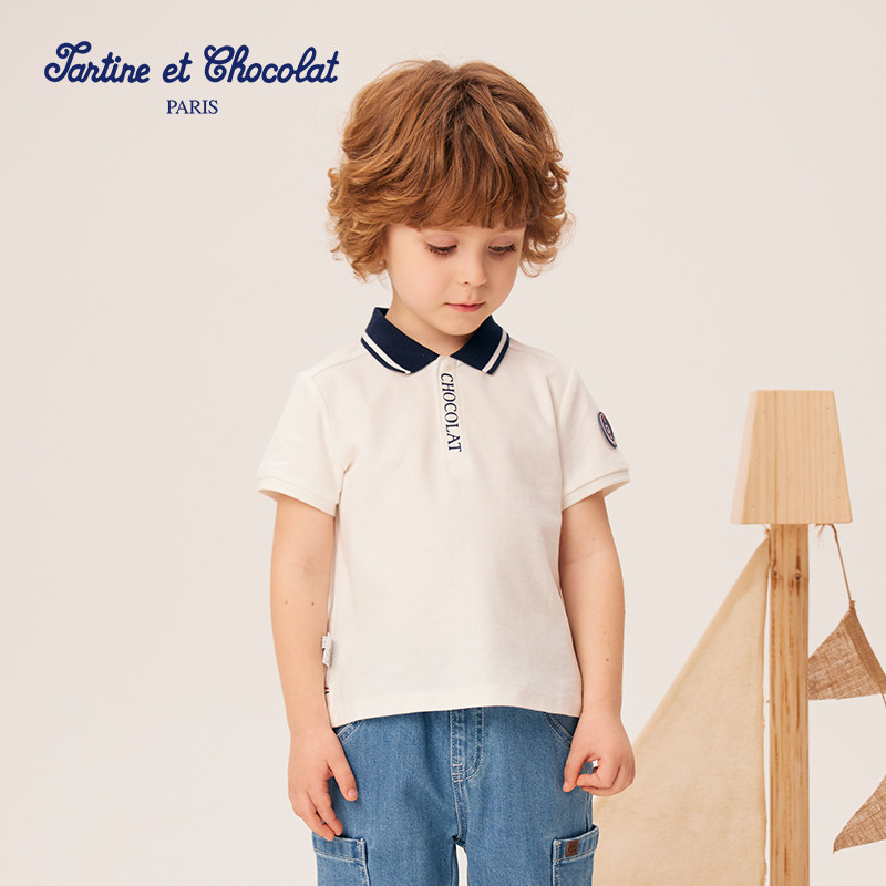tartineetchocolat法国巧克力童装25夏季新品男童撞色翻领POLO衫