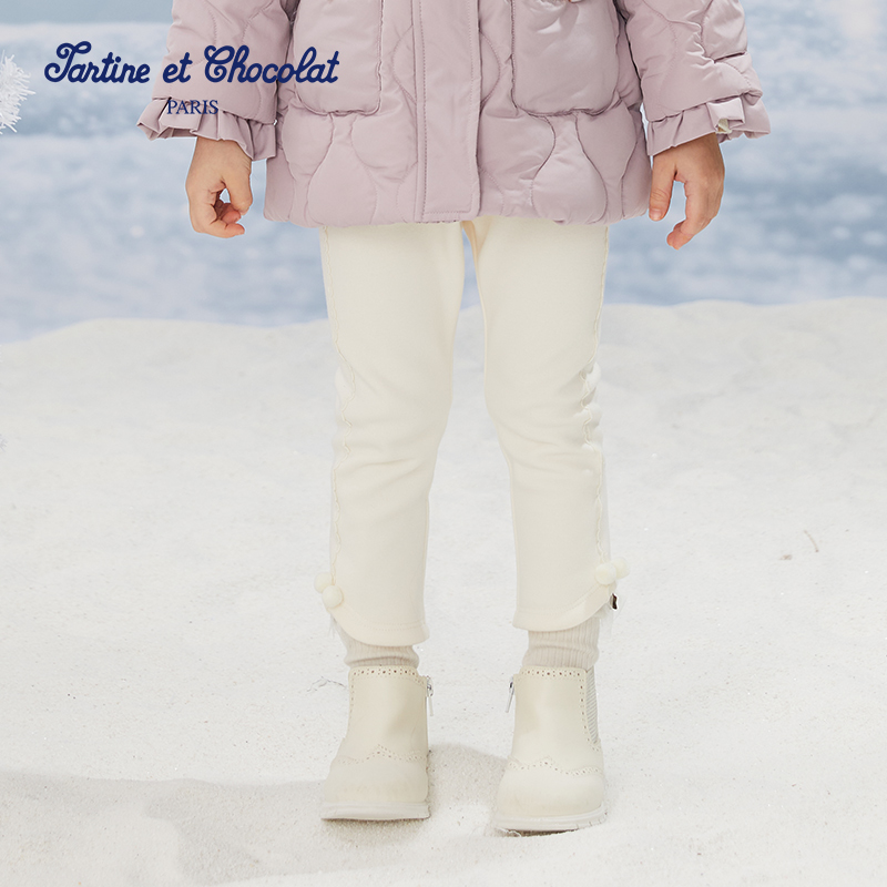 法国巧克力童装加绒打底针织长裤