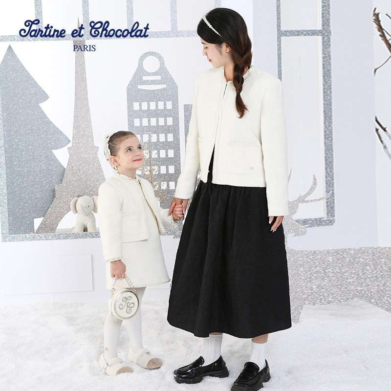 tartineetchocolat法国巧克力童装春季女童短外套小香风亲子装