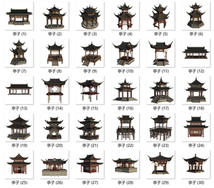 【须臾素材】30个古风亭子COSPLAY免抠合成png素材图