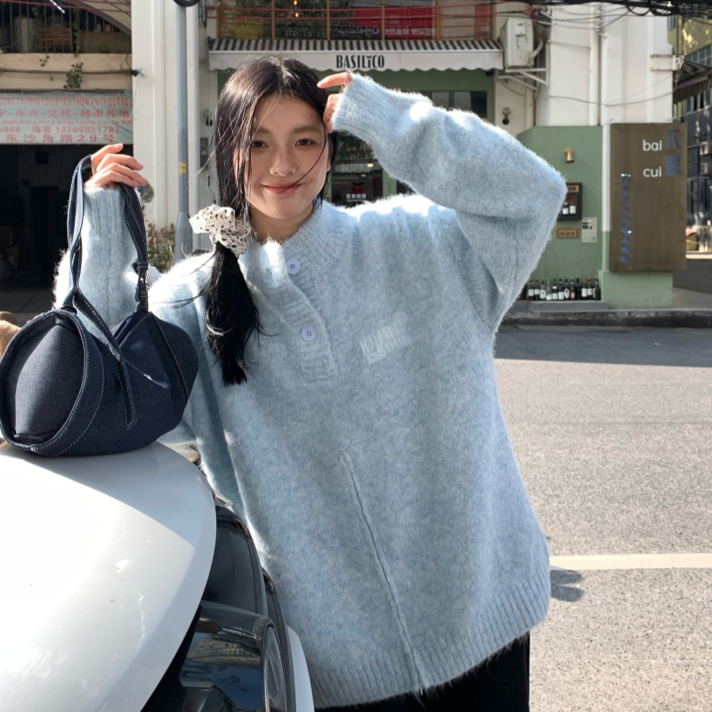 情侣款拉链针织衫KHIANSOON立领