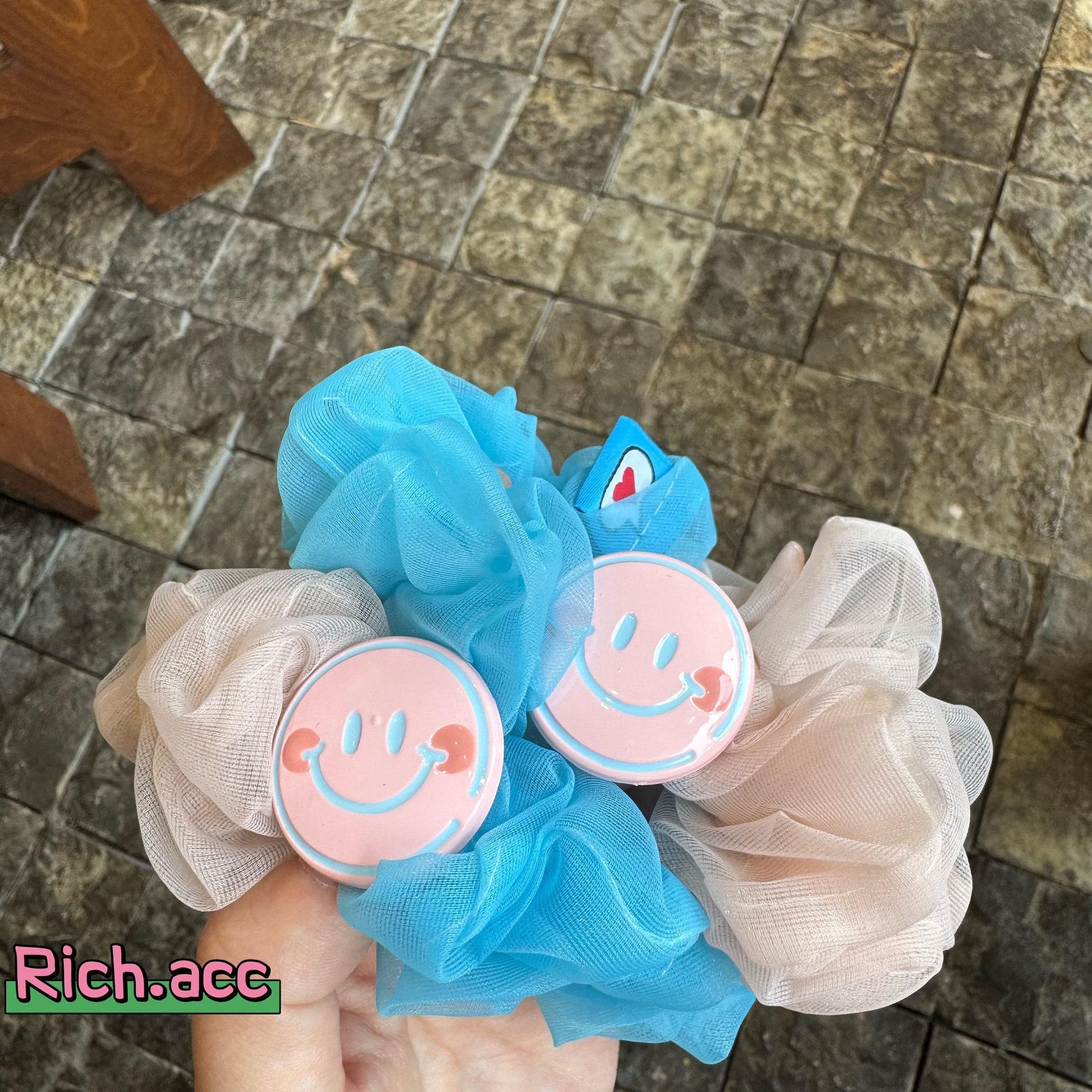 【实拍】小众设计拼色笑脸发圈不撞款甜美韩系ins时尚少女头绳新