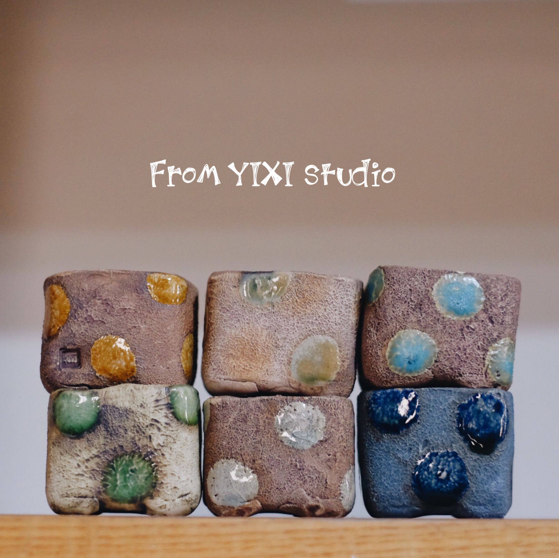 一卌花盆 波点石纹小方 限量款孤品 拇指花盆 景德镇手捏花花世界