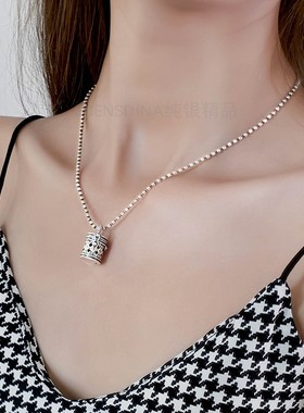 抖音直播女纯银可装香水球复古