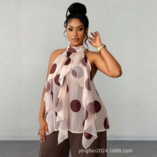 Plus Size Women's Three-Piece Set Sheer Chiffon Fabric