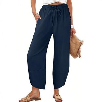 Hixiaohe Women Travel Pants High Waisted Elastic Drawstring
