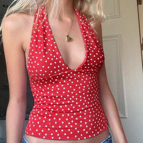 Plaid Halter Backless Sleeveless Top Y2K Sexy Vintage Street
